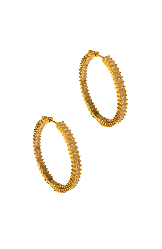 Gold Inside Out Baguette Hoops