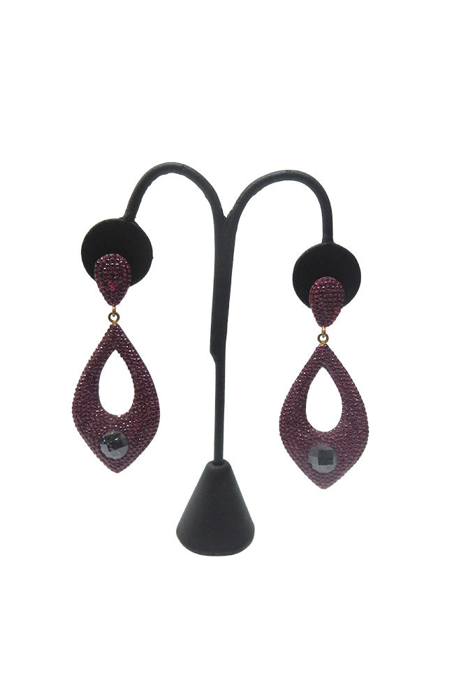 Burgandy Pave Teardrop Earrings