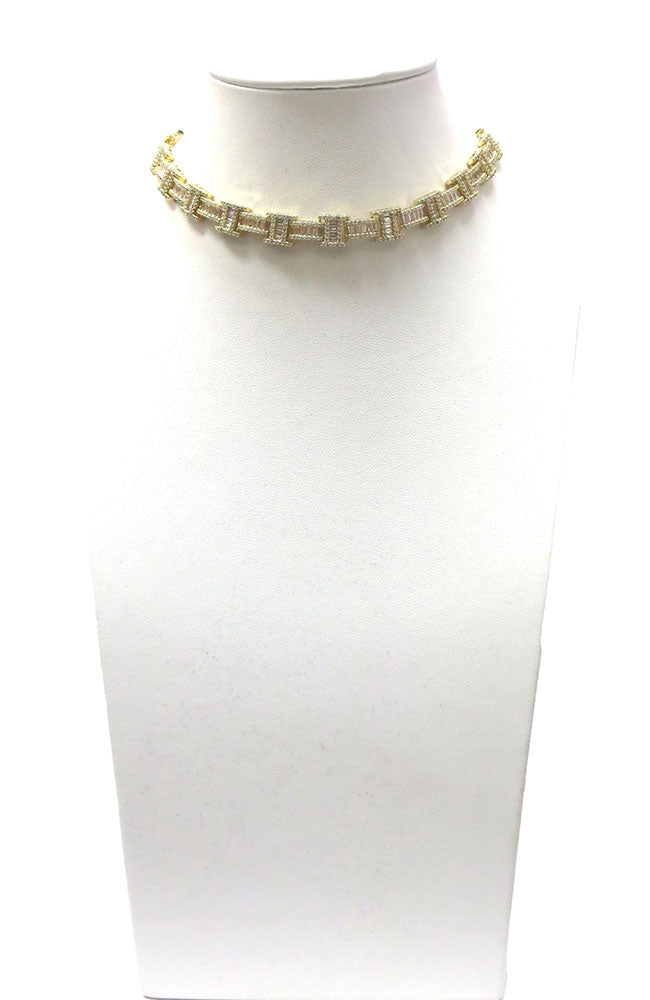 Gold Baguette Squares Necklace