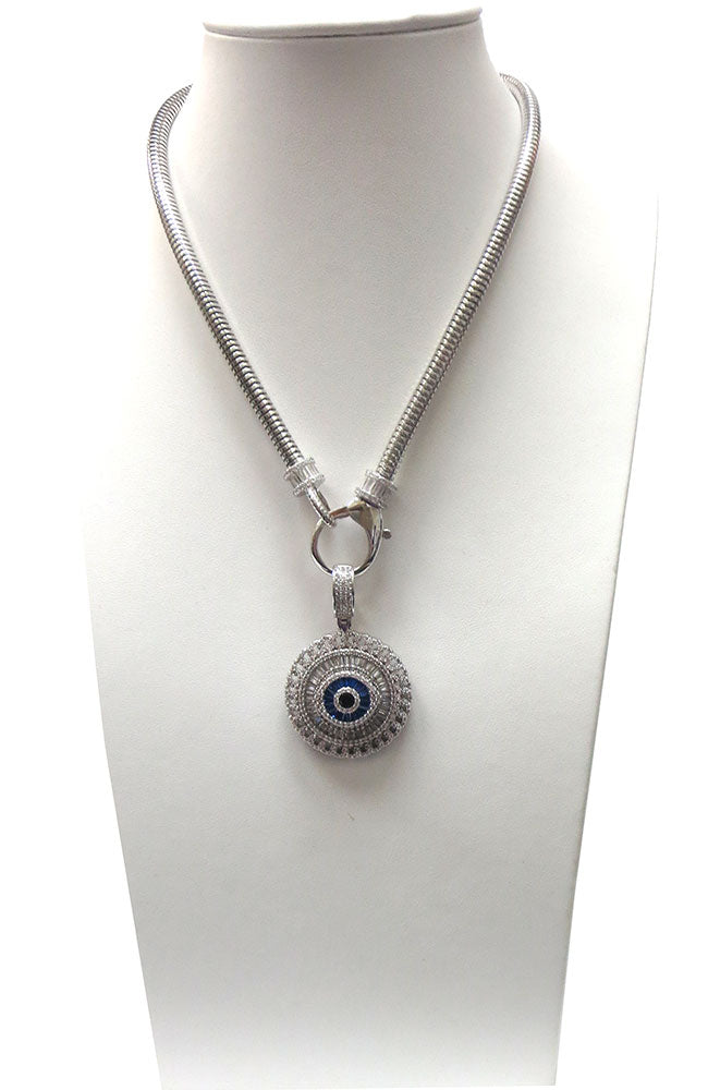 Sil Circle Evil Eye Pendant