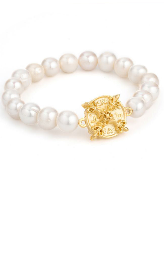 White Pearl Stretch Bracelet X Connector