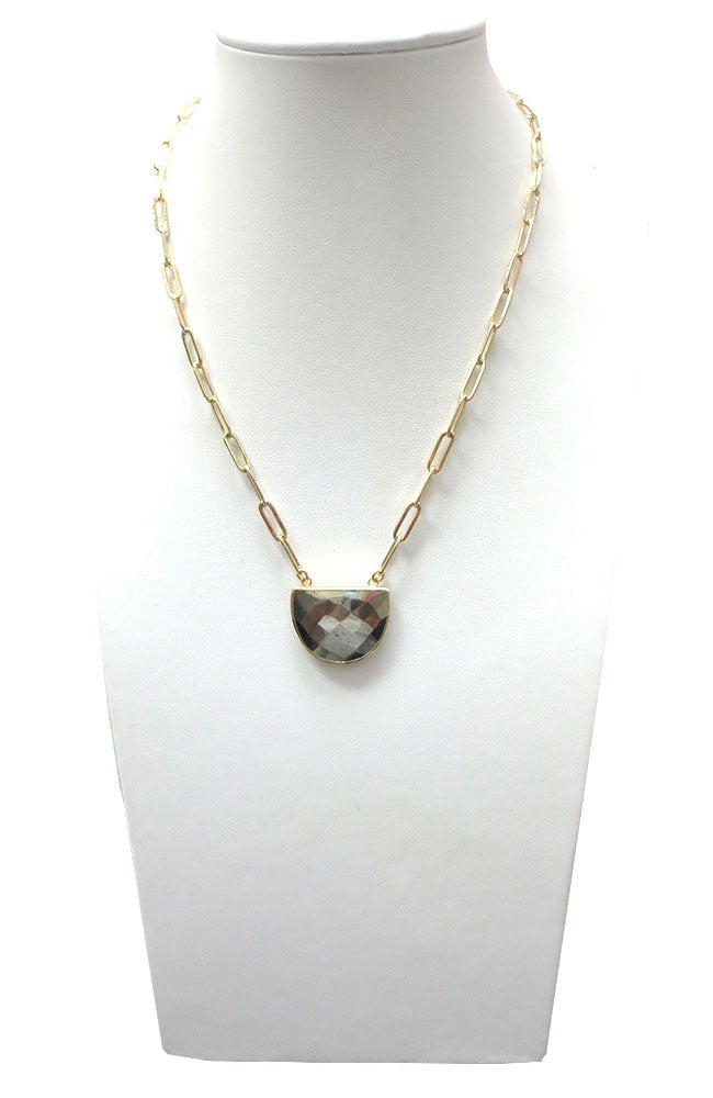 Pyrite D Shape Necklace