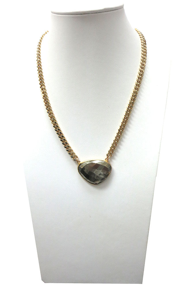 Pyrite Heart Pendant Necklace