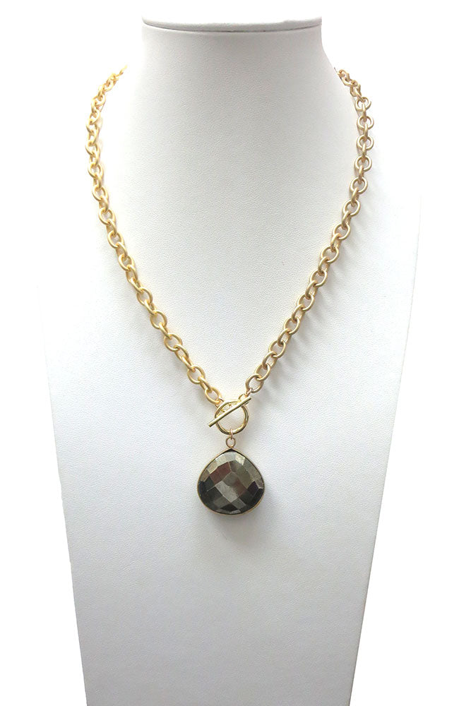 Pyrite Tear Toggle Necklace