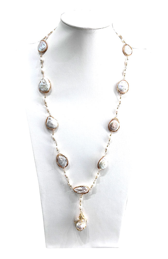 Solena Pearl Y Drop Necklace