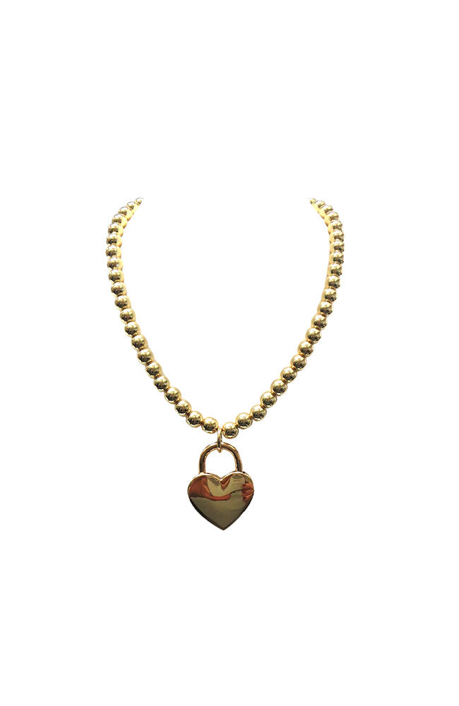 Gold Ball Chain Heart Drop Necklace