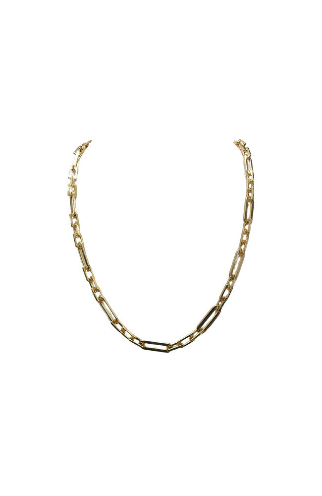 Gold Oval Rectangle Chain Necklace