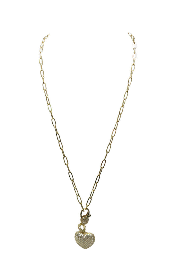 Gold CZ Slide Heart Necklace