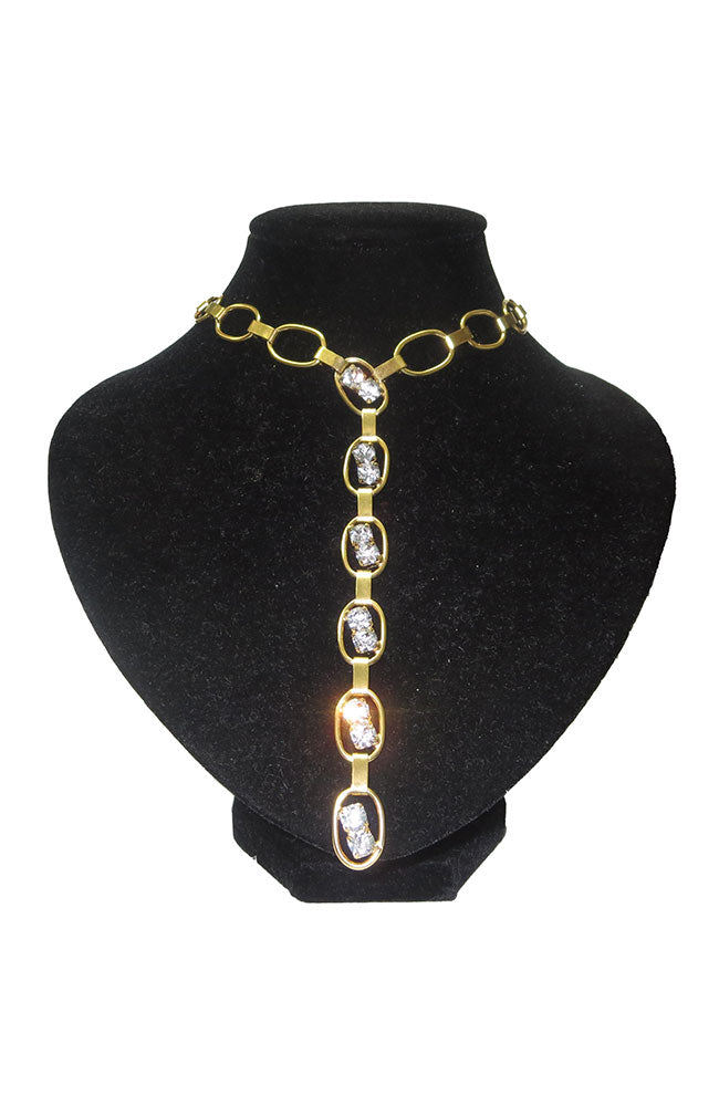 Y Gold Clear Chain Necklace