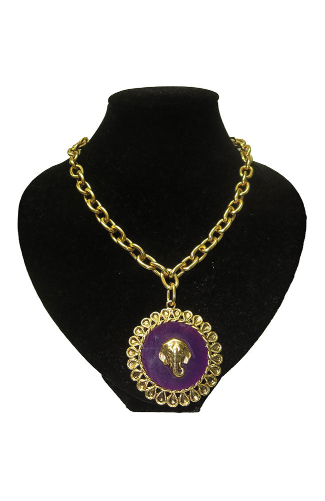 Purple Elephant Necklace