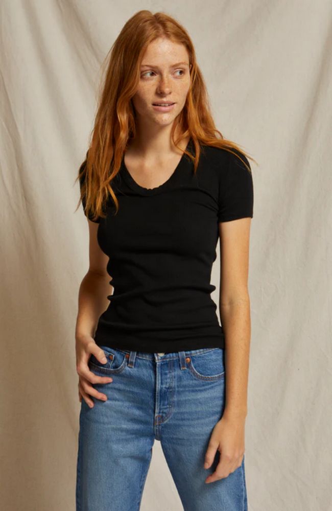 Avril Short Sleeve Rib U Neck Tee