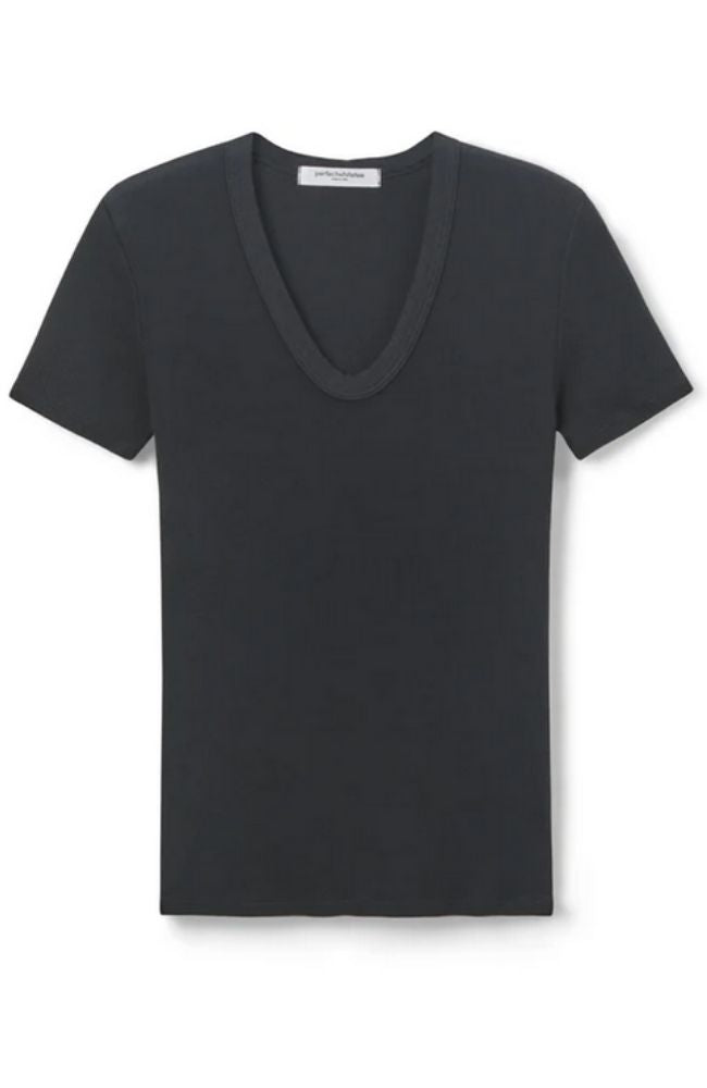 Avril Short Sleeve Rib U Neck Tee