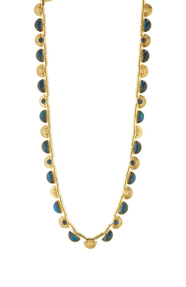 Cleopatra Riviere Necklace 17"+2"  Blue Labradorite