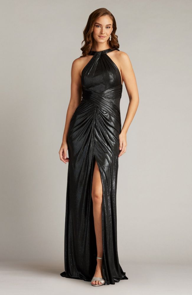 Carlini Draped Metallic Gown