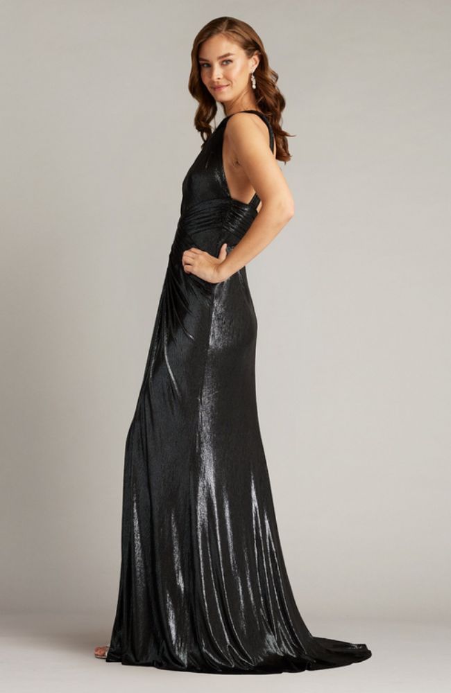 Carlini Draped Metallic Gown