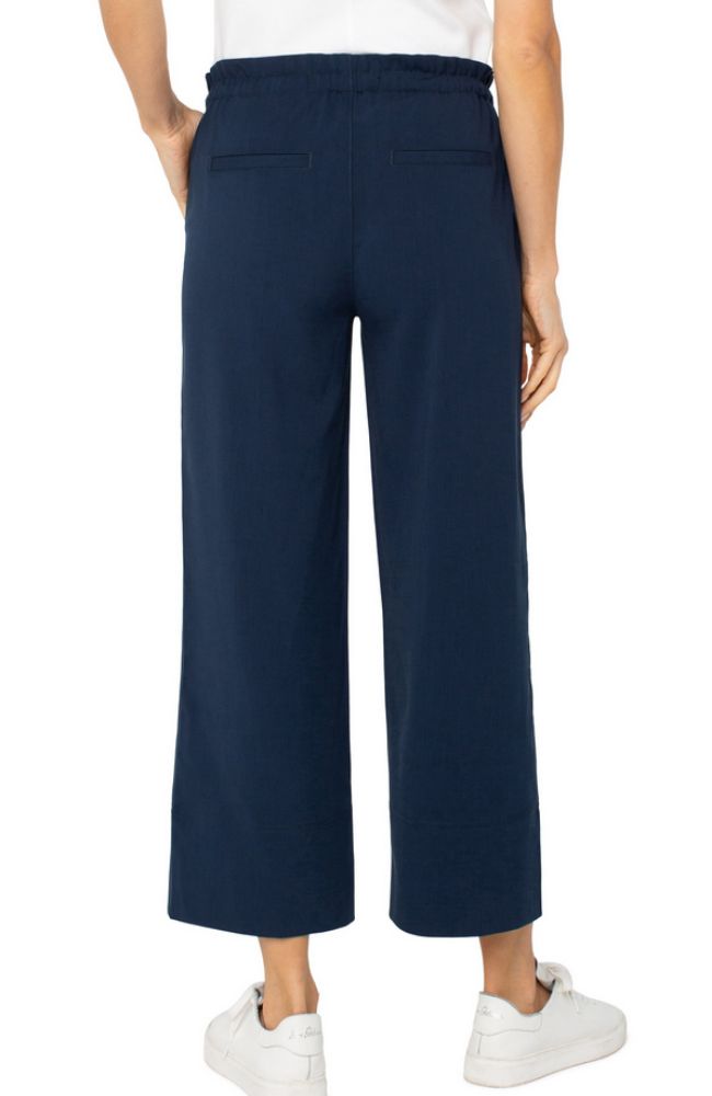 Pull On Tie Waist Wide Ankle Pant