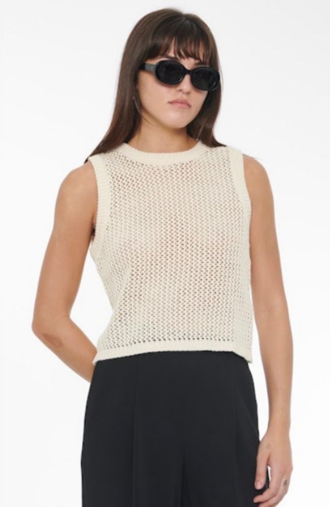 Estelle Crochet Racer Tank in Parchment