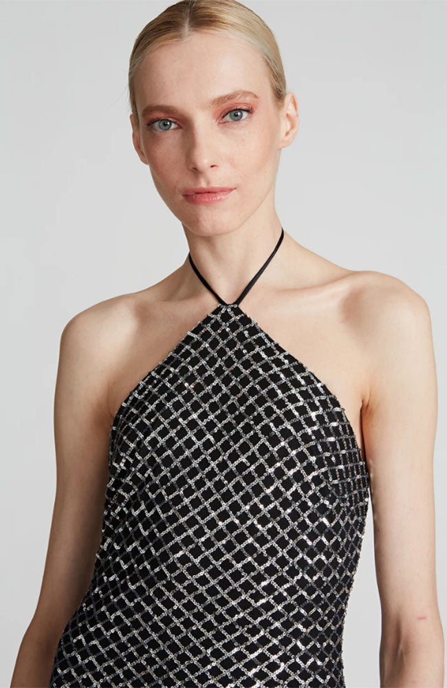 Zhi Sequin Halter Gown