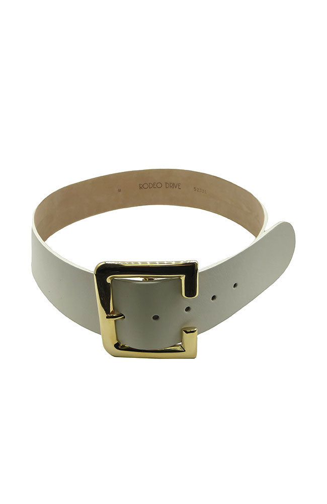 White Contour Gold Buckle Belt