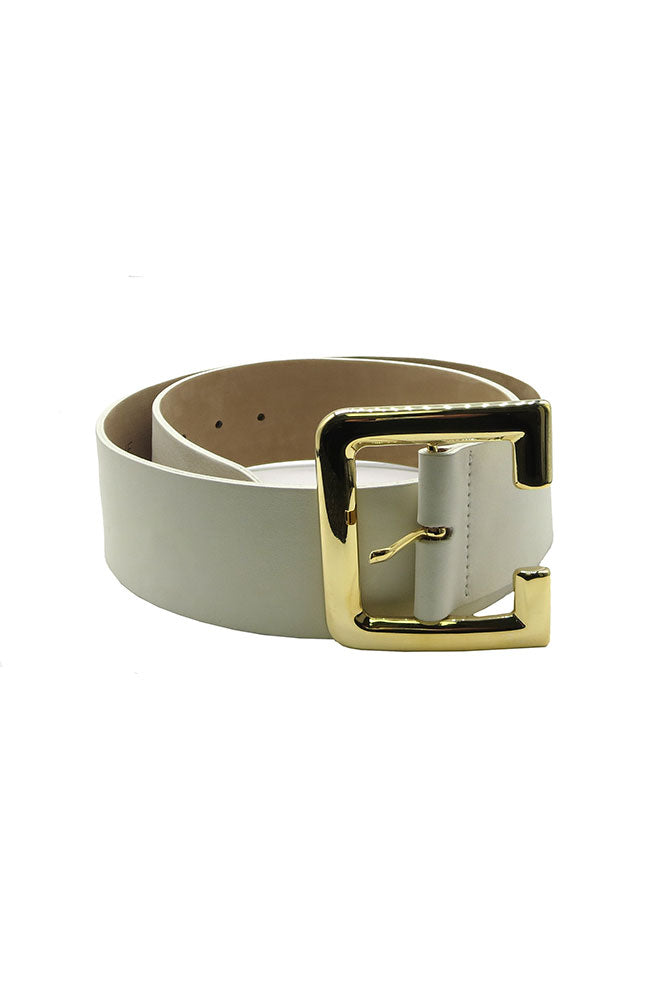 White Contour Gold Buckle Belt