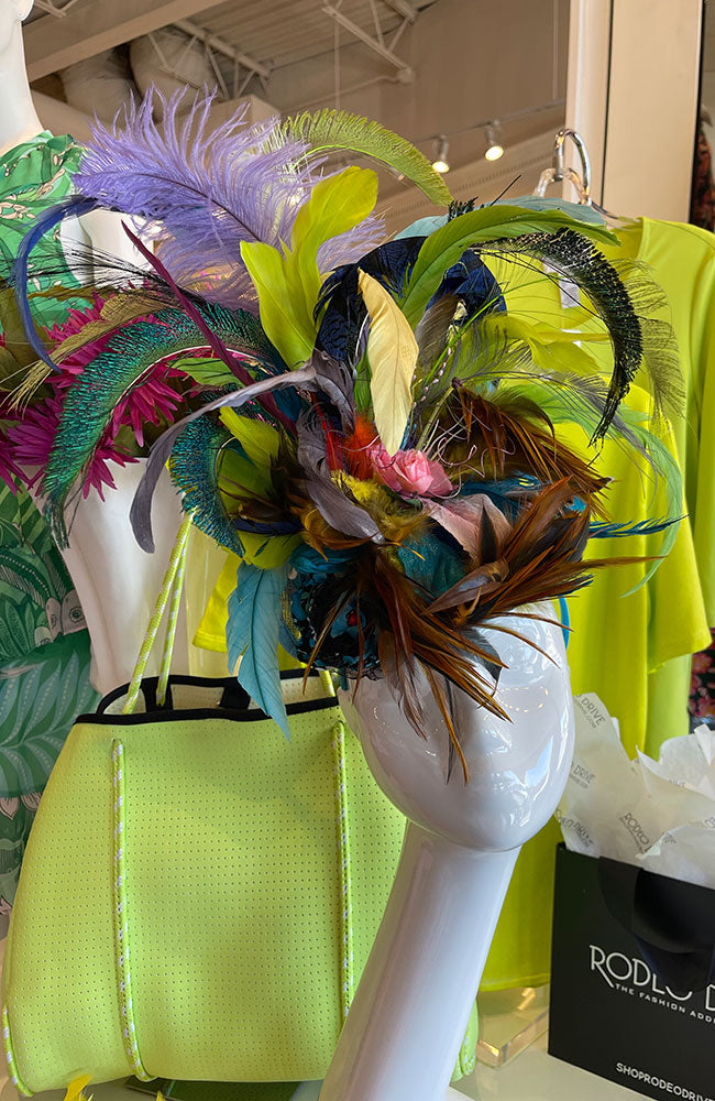 Rachel Teal Fascinator Multi Color Feathers