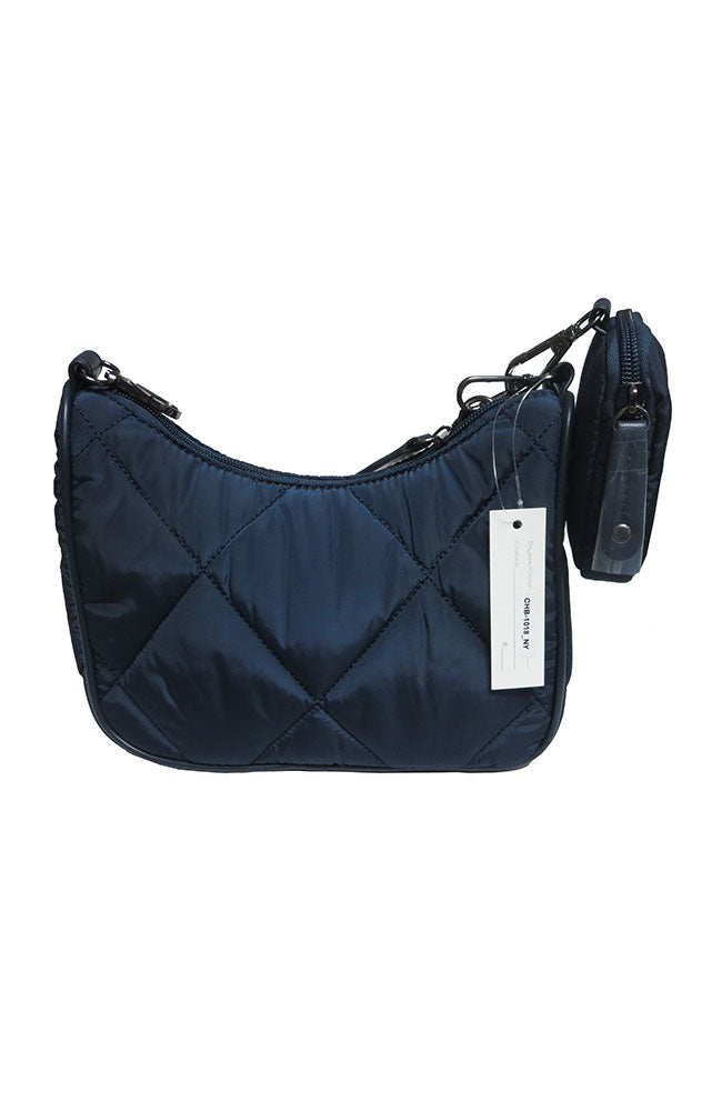 Quilted Hobo with Chain Handle Navy