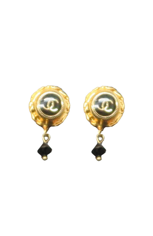 Vintage Button Crystal Earrings