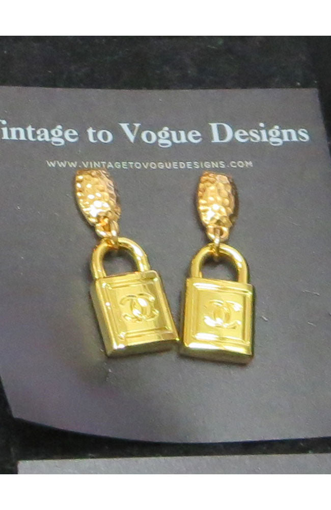 Vintage Gold Earrings with Lock