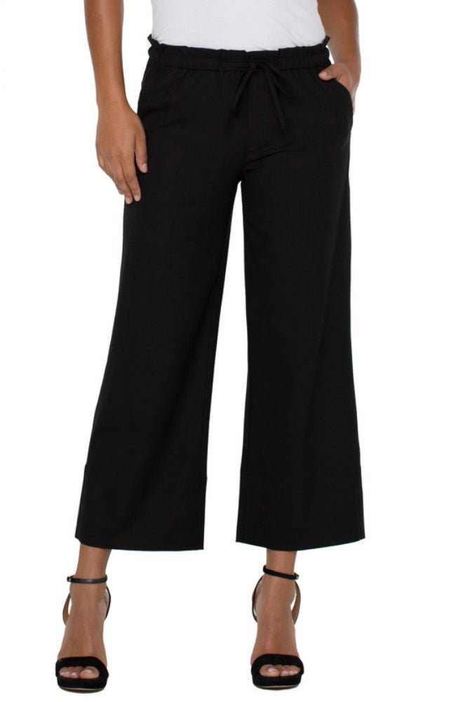 Pull On Tie Waist Wide Leg Pant