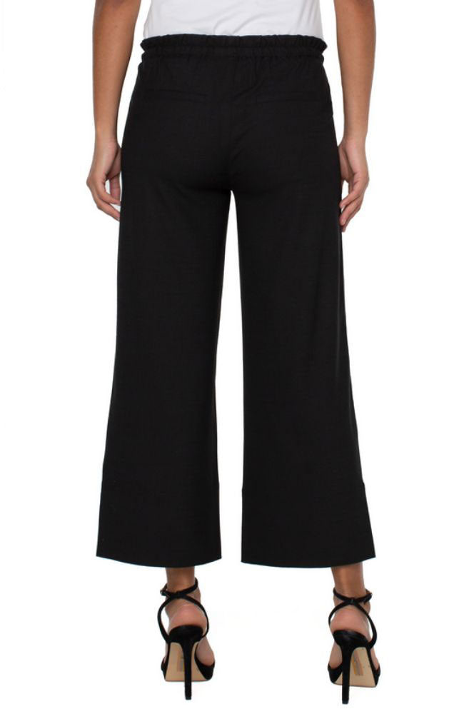 Pull On Tie Waist Wide Leg Pant