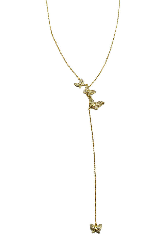 Gold Y Necklace 3+1 Butterflies