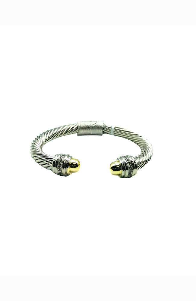 Twisted Cuff Silver with Gold Tips