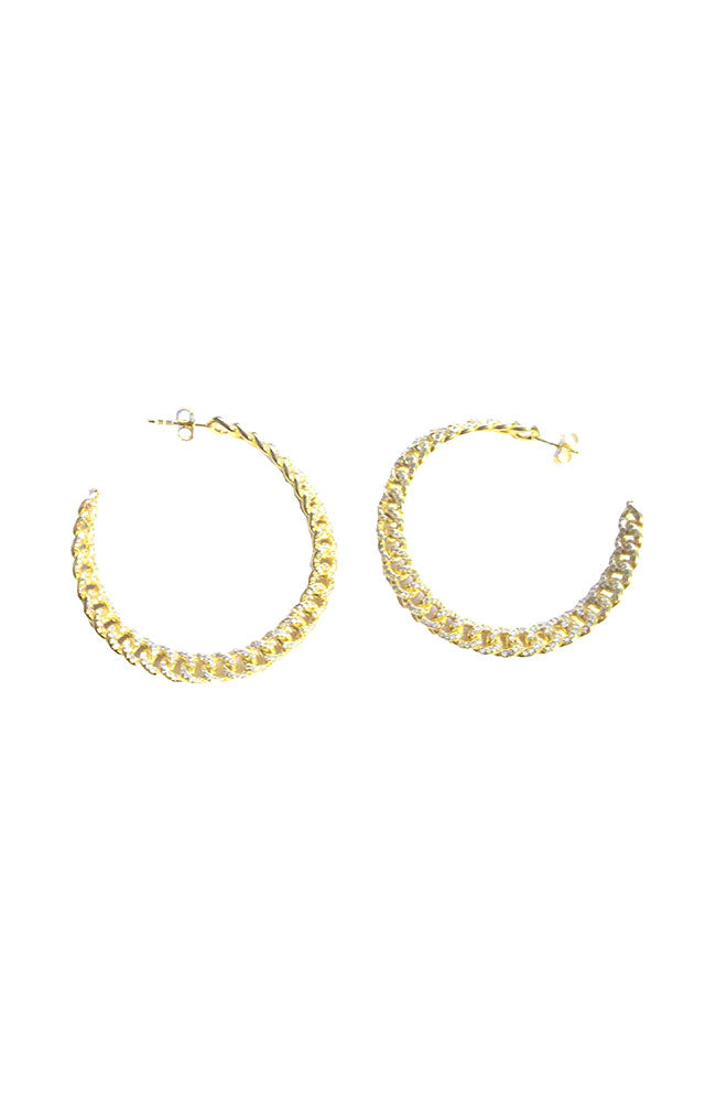 Twisted Hoop Pave Gold