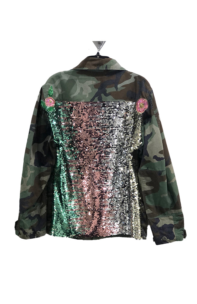 Camo Jacket Pastel Sequin Back