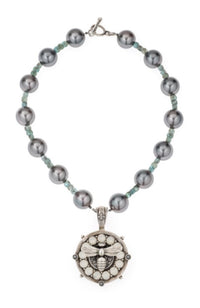 16.5" Grey Shell Pearls Miel Medallion