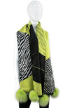 Zig Zag Animal Narrow Scarf with Fox Pom