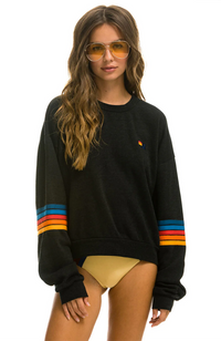 Rainbow Stitch Sleeve Crew