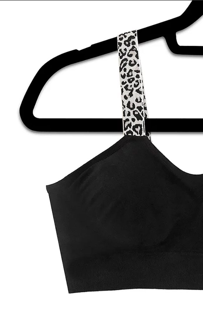 White Bra Black White Cheetah Straps