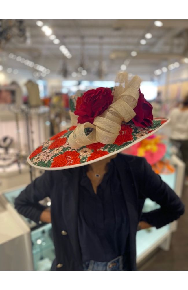 Red & Green Floral hat