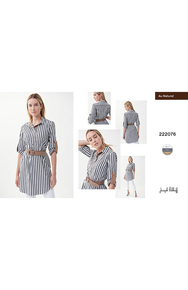 Stripe Belted Tunic Blouse