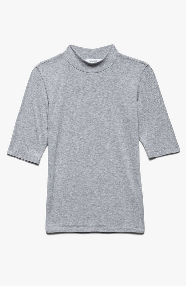 Rib Mockneck Tee in Gris Heath