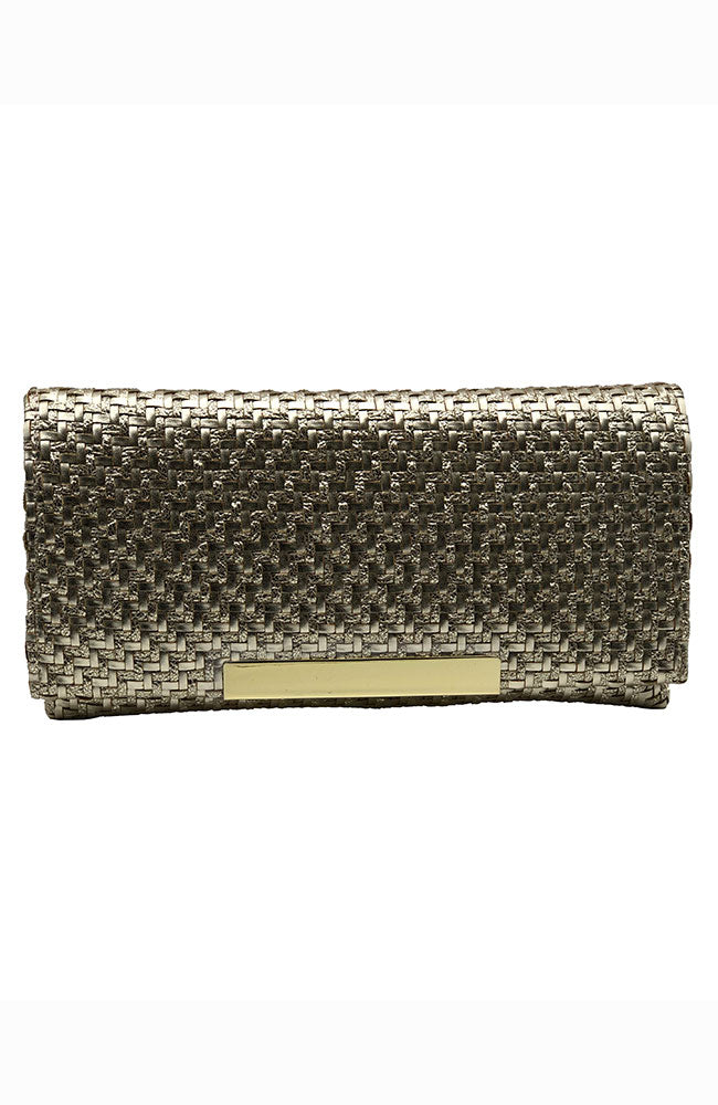 Woven Flap Clutch Gold