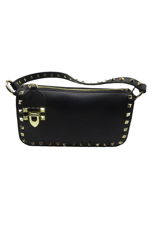 Pyramid Stud Clutch Black