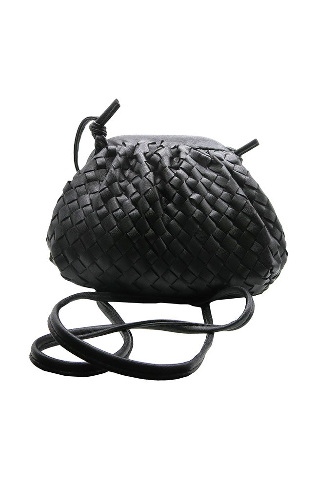 Basket Weave Snap Shut Clutch Black